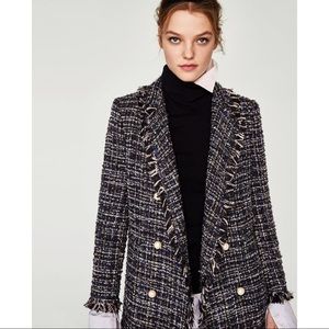 Zara Tweed Jacket with Pearl Buttons xs